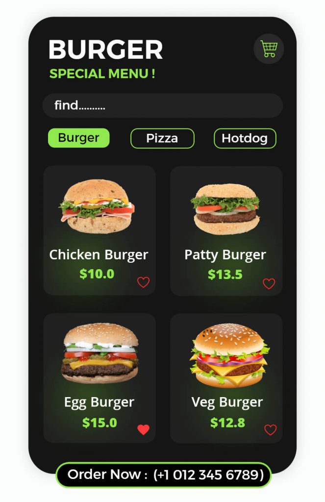 online menu