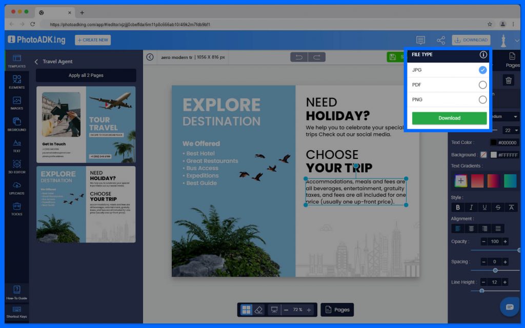 downloading travel brochure