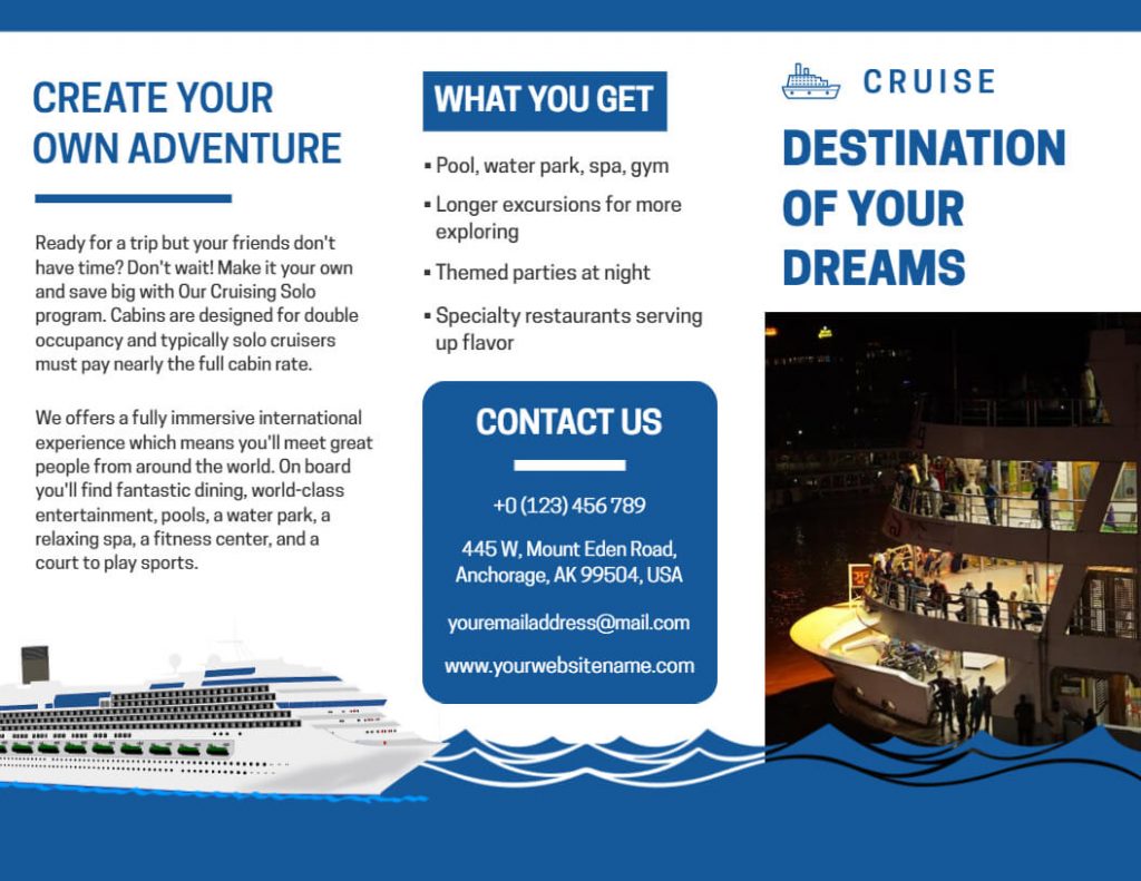 Cruise Tour Travel Brochure Example for Students