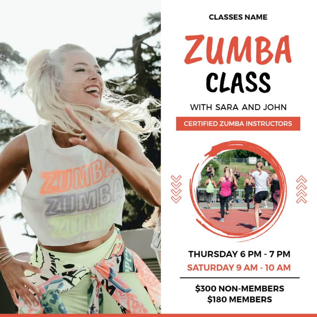Zumba Class flyer with photo