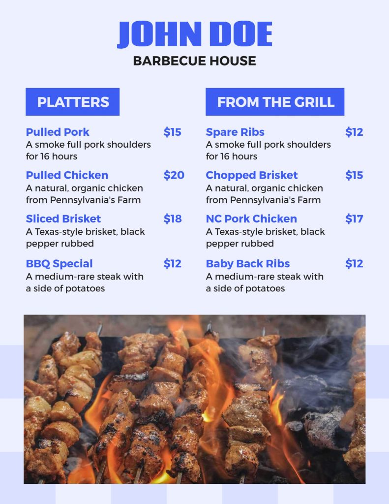 Smoked Barbecue House Menu design