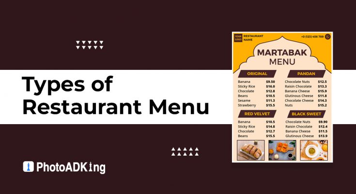 types of restaurant menu