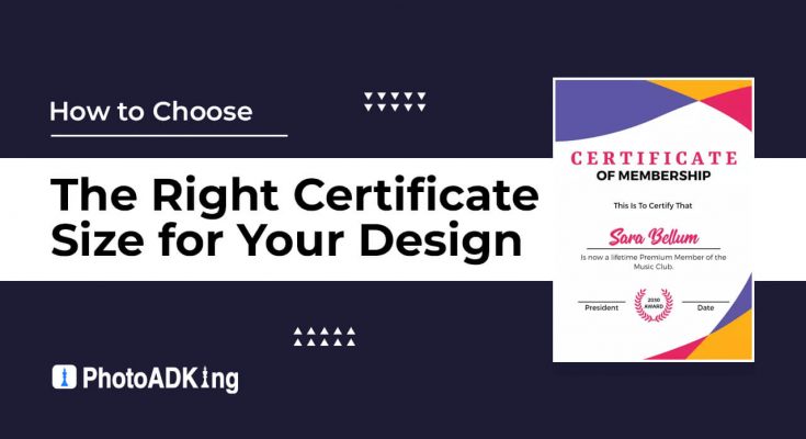 right certificate size for your design