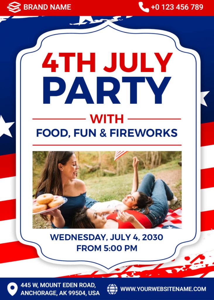 Bold Fonts 4th July Party Invitation
