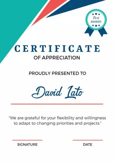 Appreciation certificate templates 