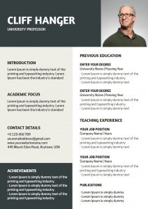 Academic CV Examples Expert Tips And Samples   Academic CV For University Professor 212x300 