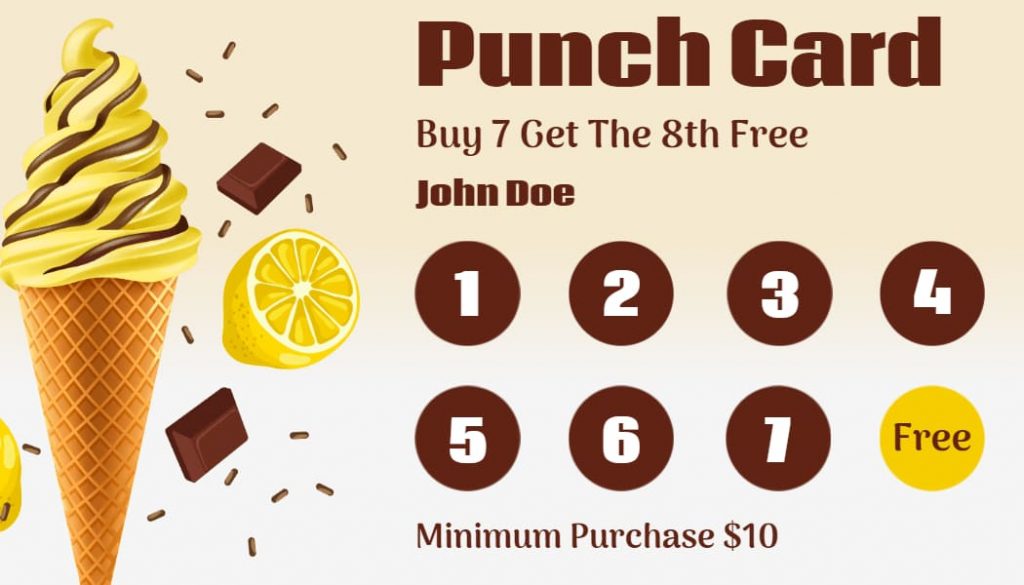 Ice Cream Punch Card 
