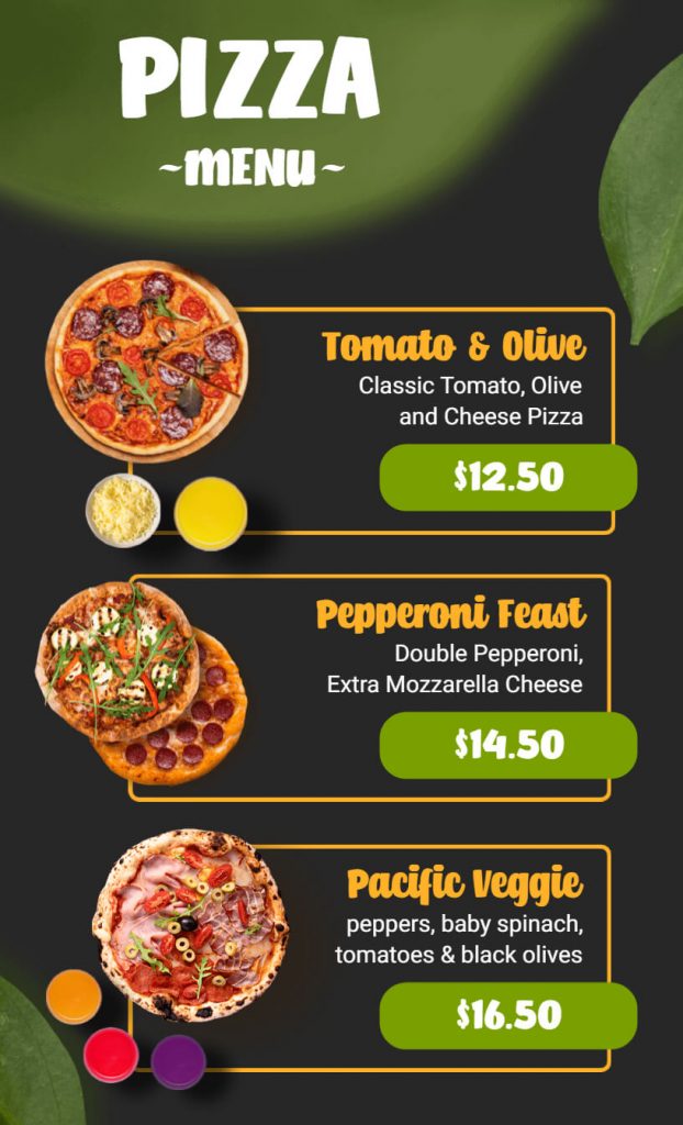 Simple Pizza Menu