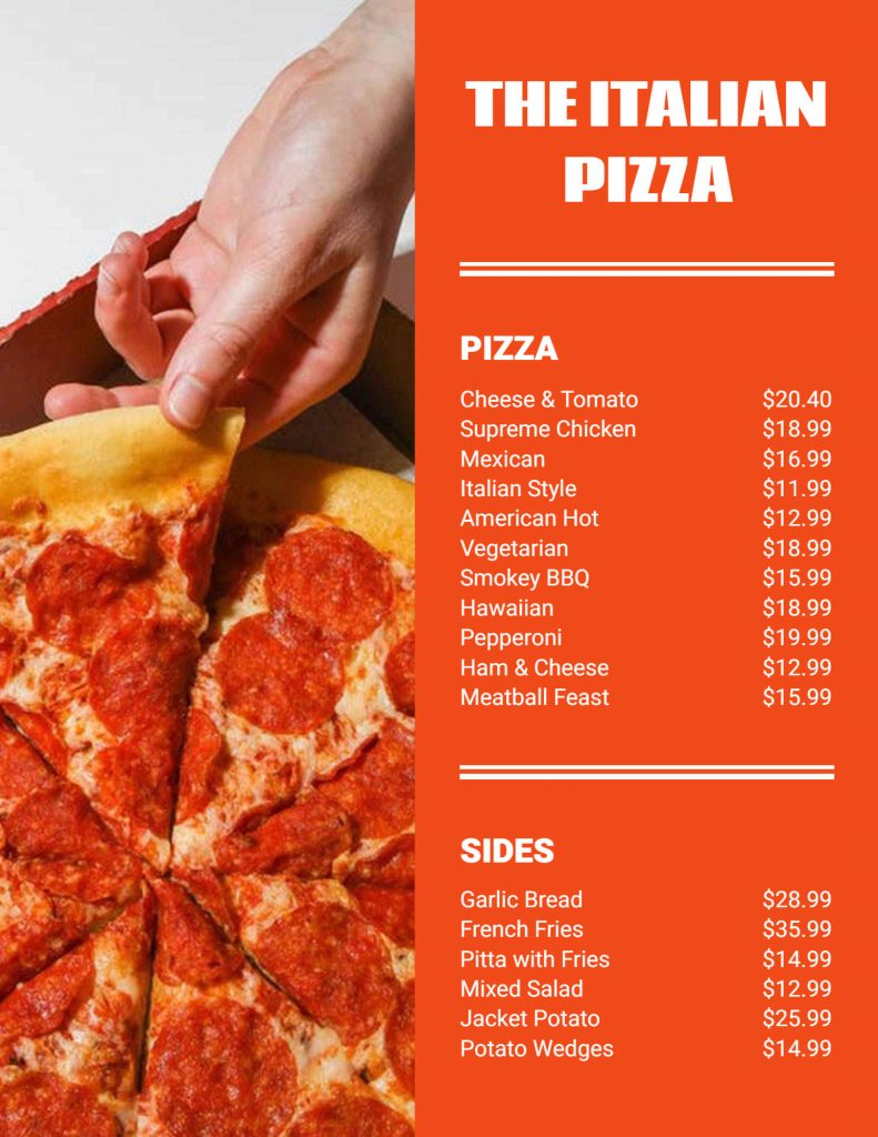 High Quality Images in Pizza Menu 