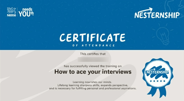 Nestle Attendance Certificate Sample 
