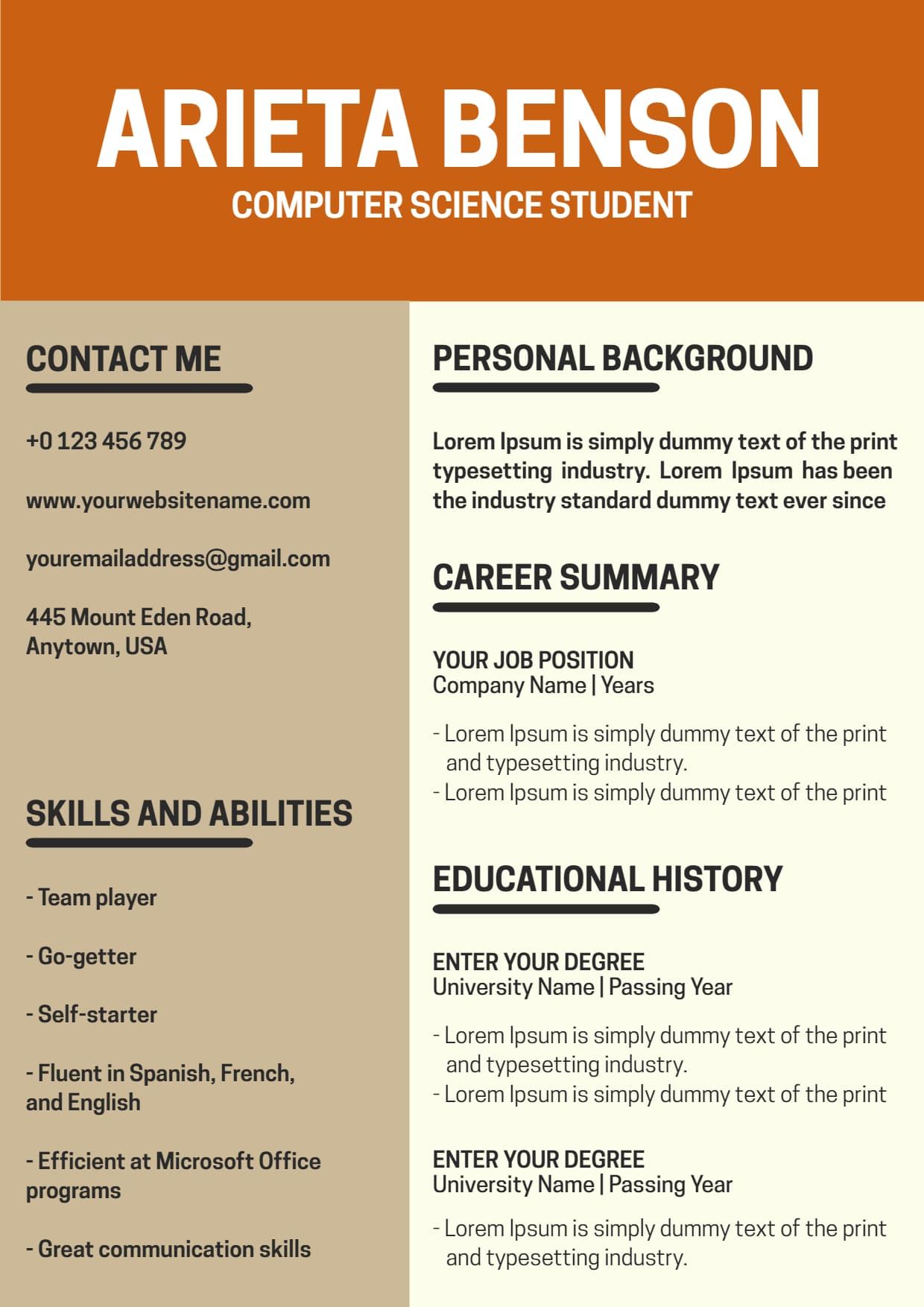 Resume Examples for Students Tips - Computer Science Student Resume