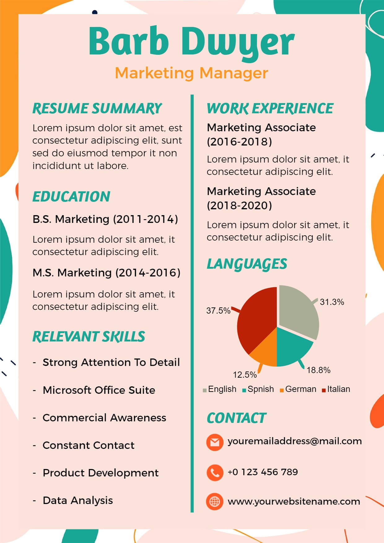 Marketing Resume Examples Tips - Creative Theme Based Marketing Resume