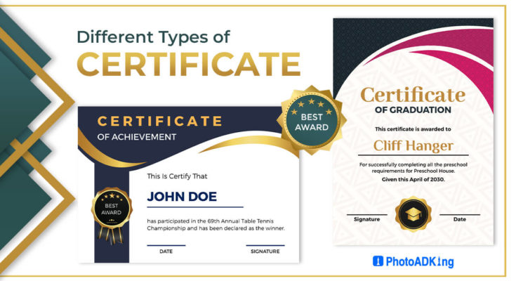 Different Kinds of Certificates