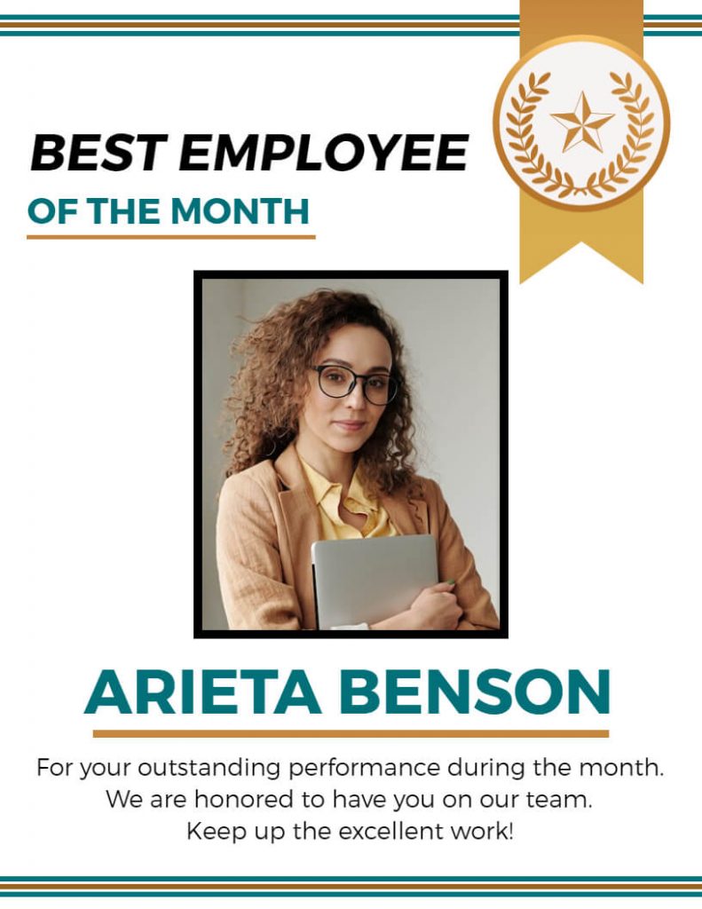 Employee of the Month Certificate with Photo