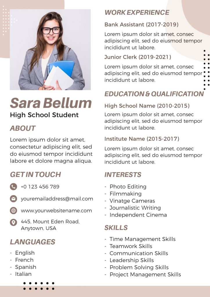 resume examples for high school students