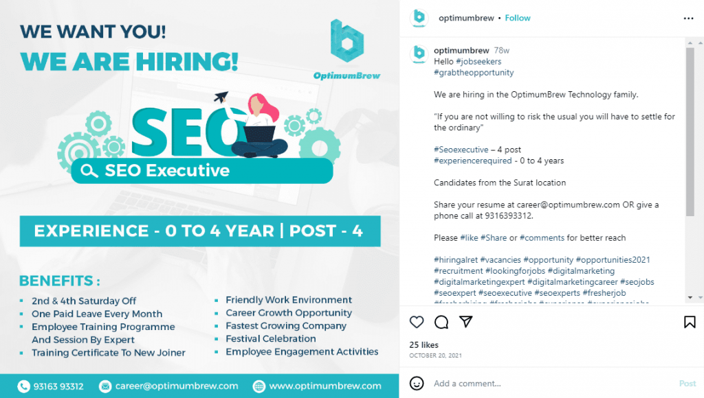 Hiring instagram Post 