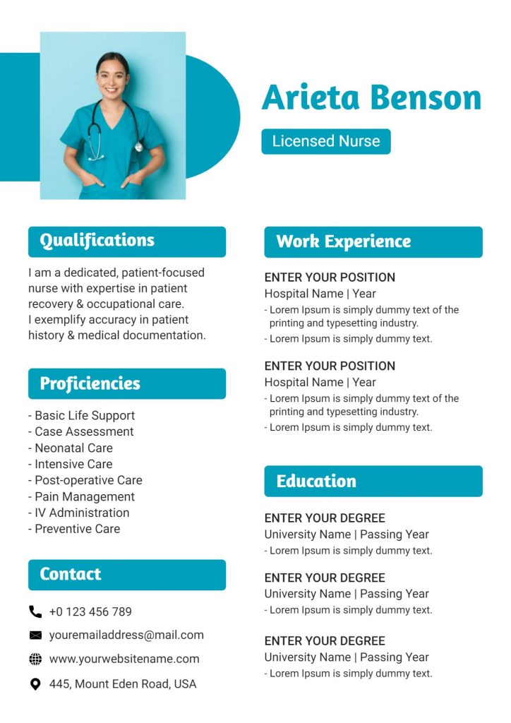 Licensed Nursing Resume template examples