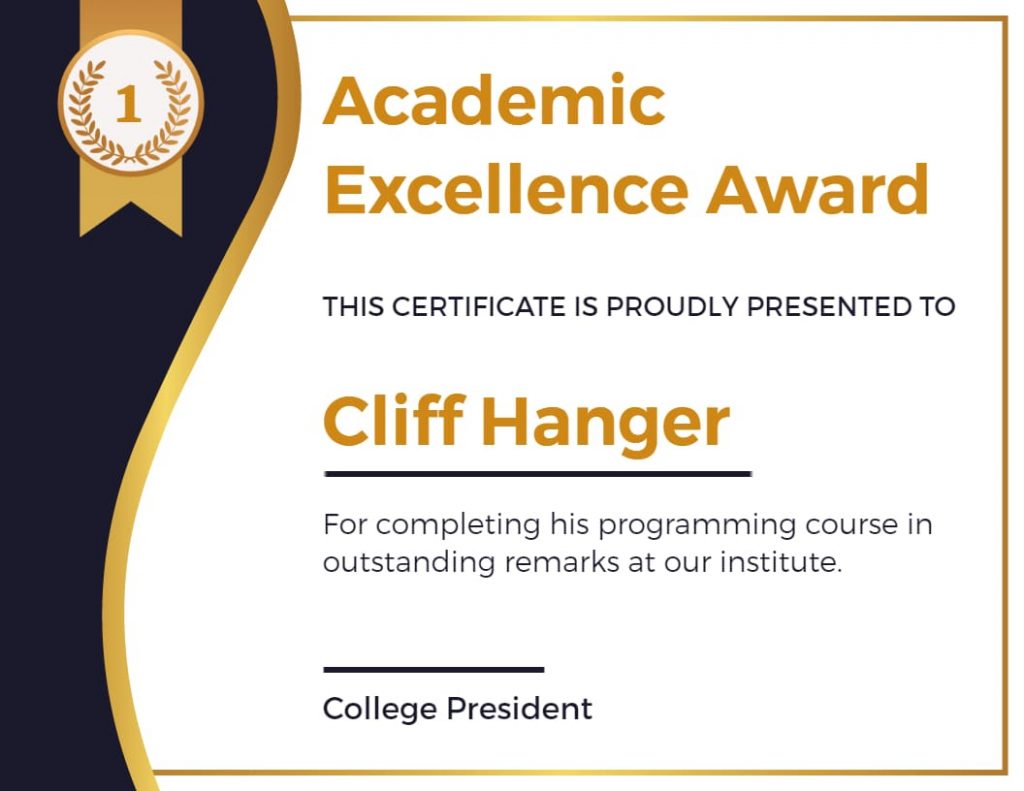 Luxury Black And Gold Academic Certificate