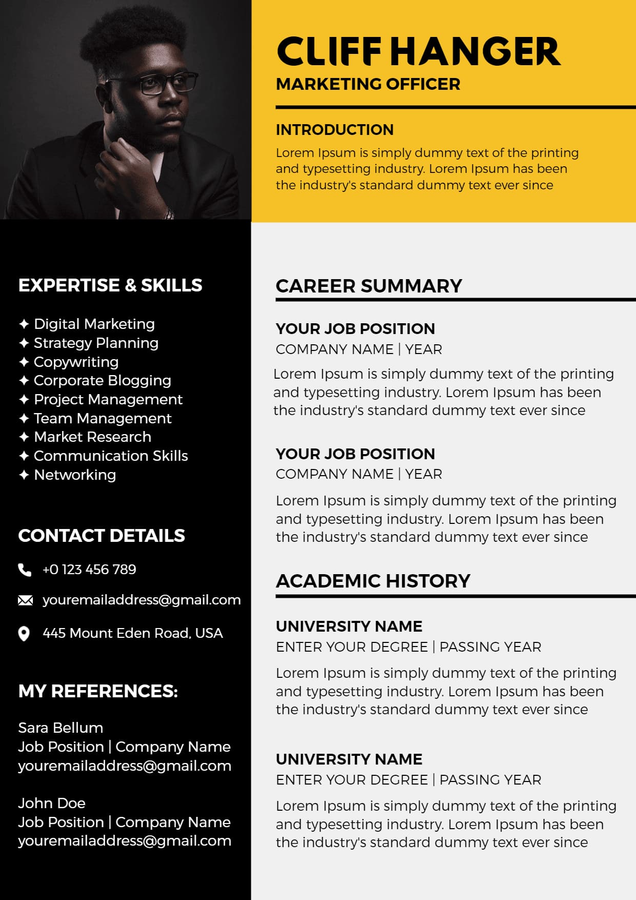 about me resume examples marketing