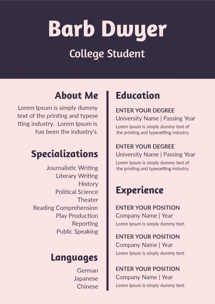 Simple Theme-based Student Resume