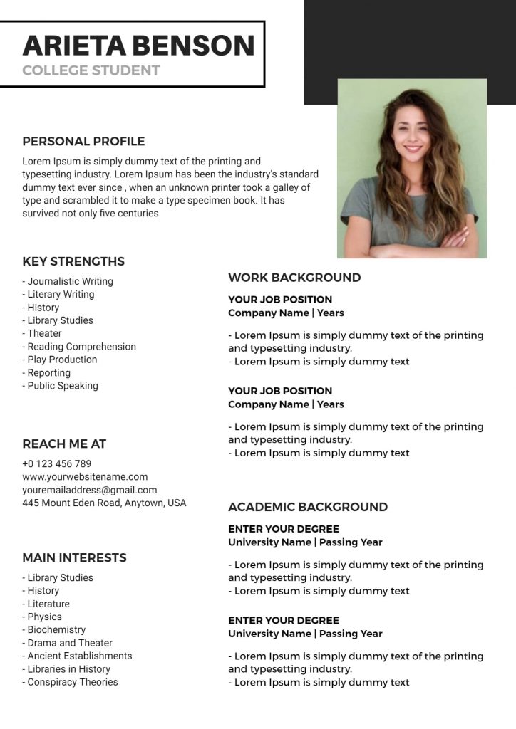 Traditional Theme-based Student Resume