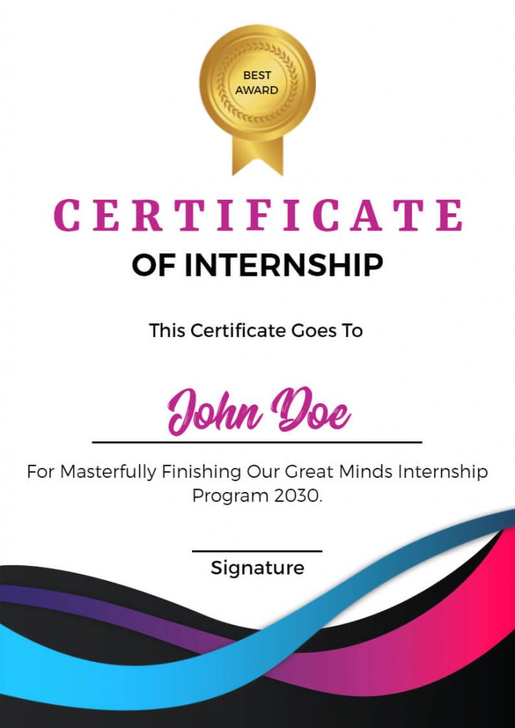 abstract pattern internship certificate