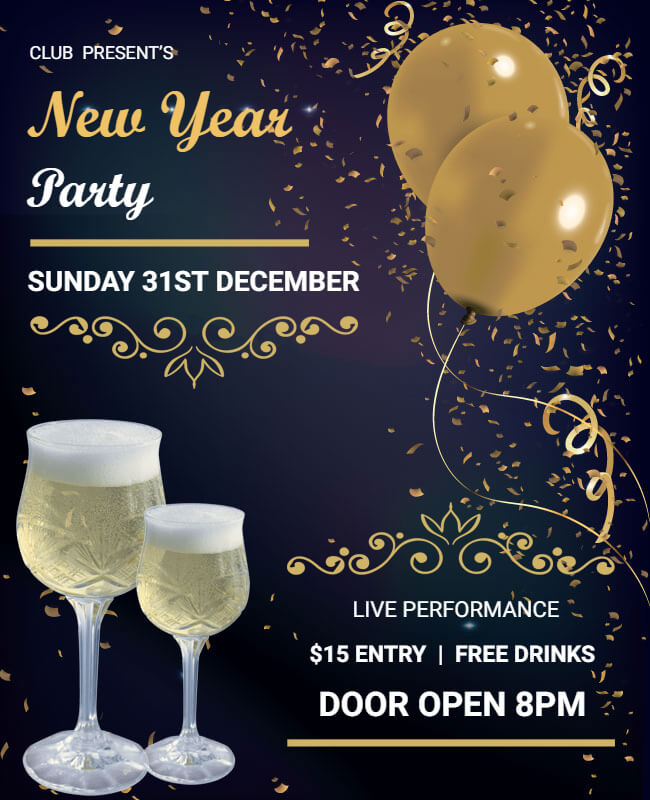New year party Invitation With Balloons