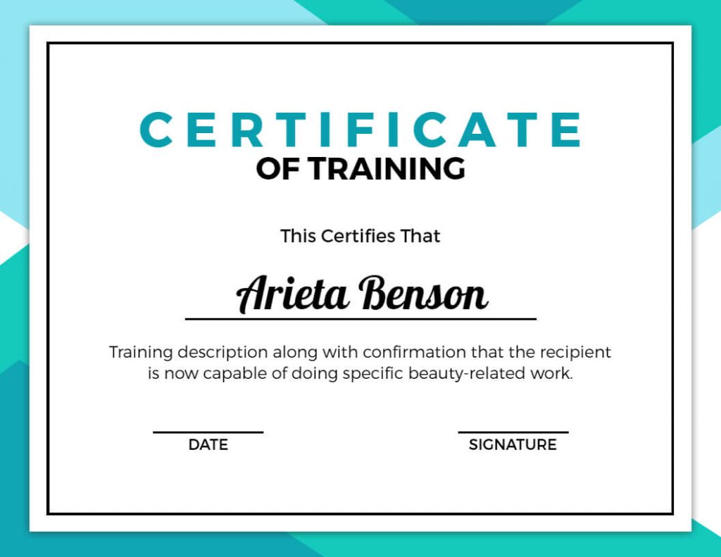 beauty care training certificate