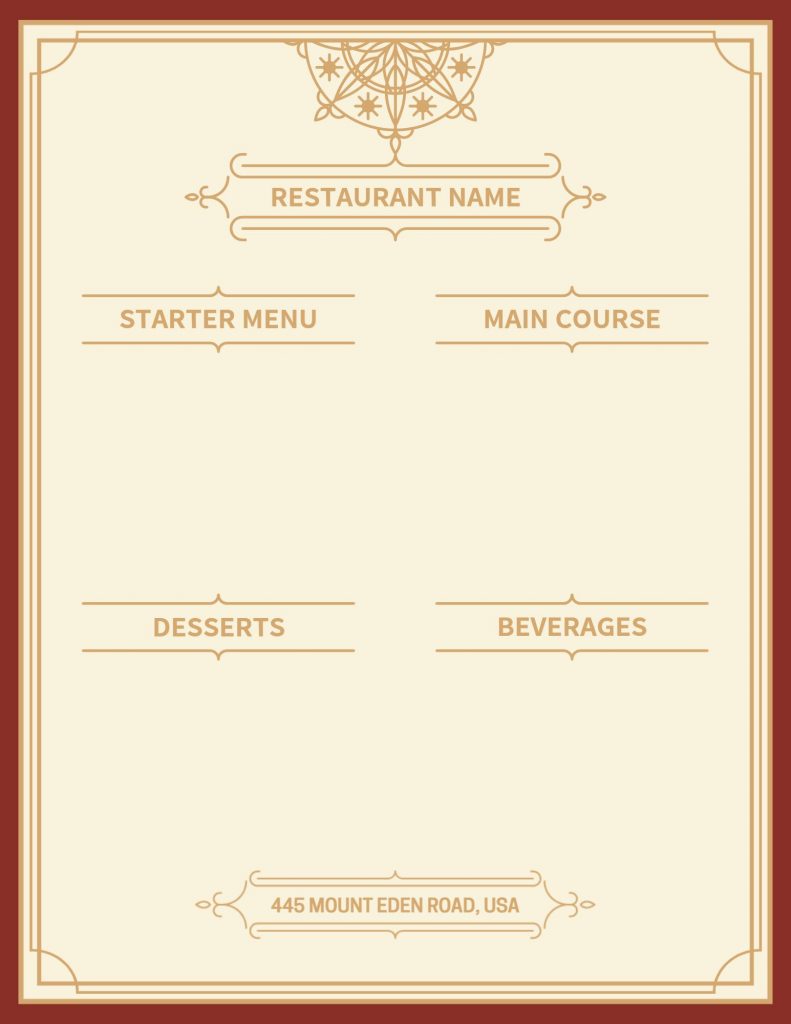 blank menu design ideas
