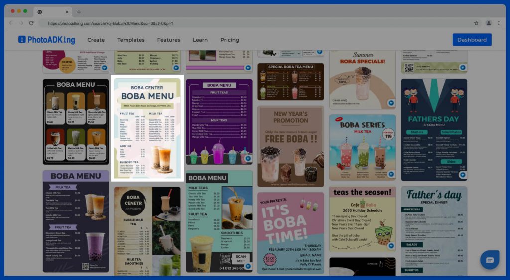 Boba Menu Templates - PhotoADKing