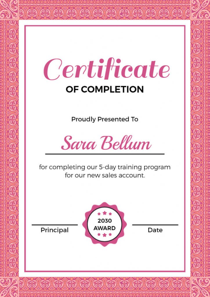 Scalloped Certificate Layout