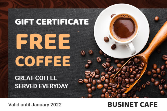 Coffee Shops Gift Certificate