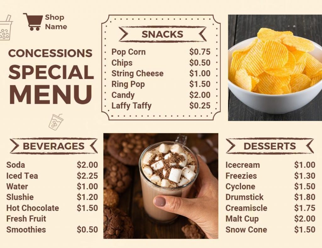 concession menu
