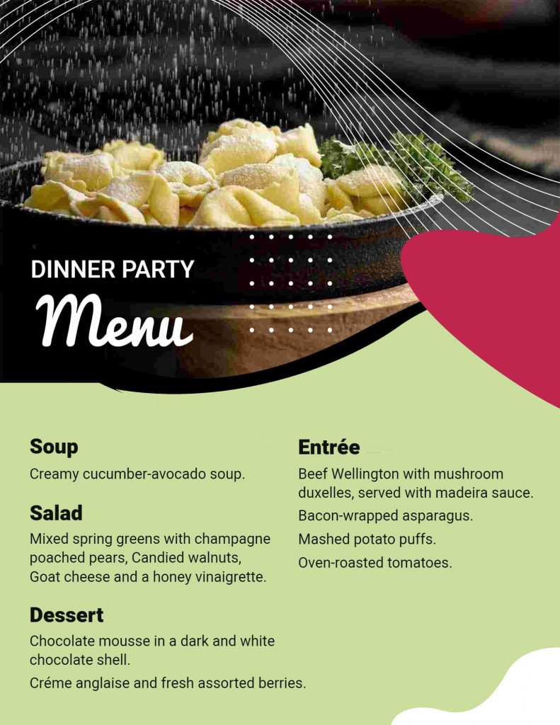 Bold and Graphic Dinner Party Menu