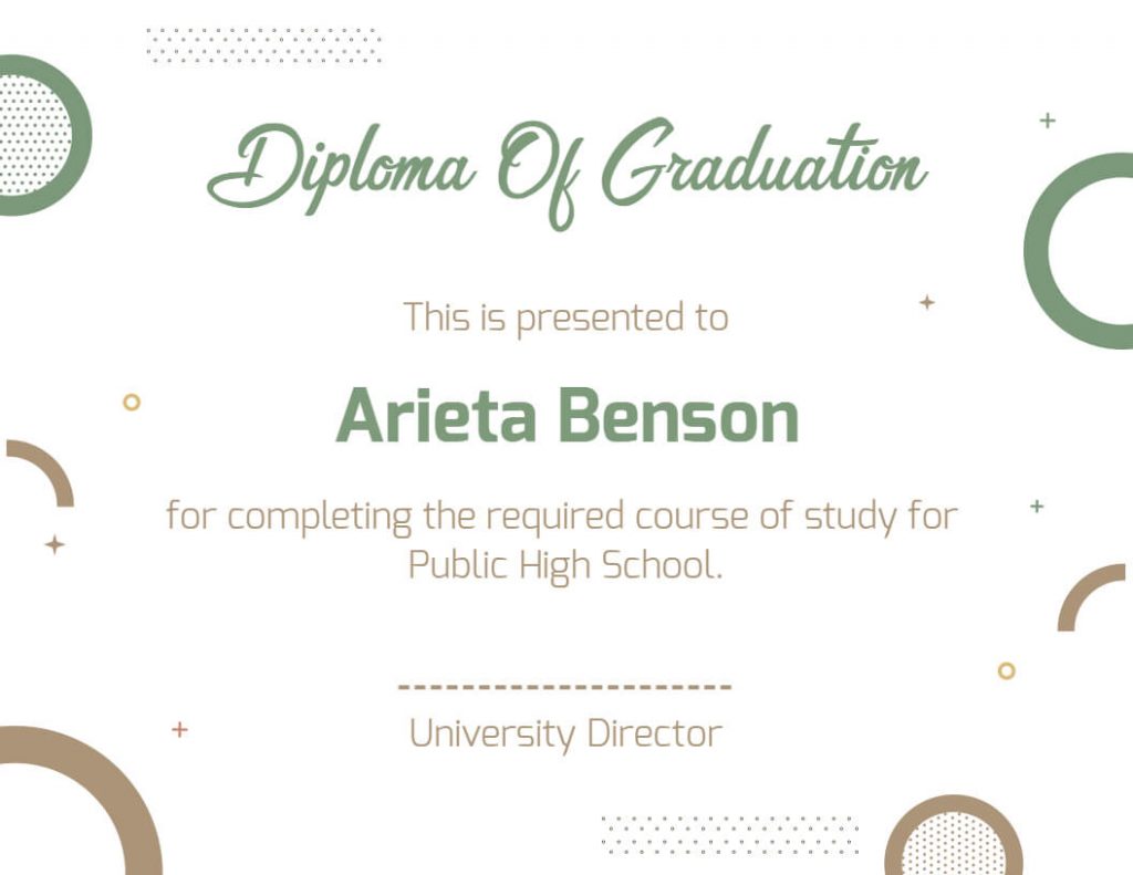 Graduation Diploma Certificate sample