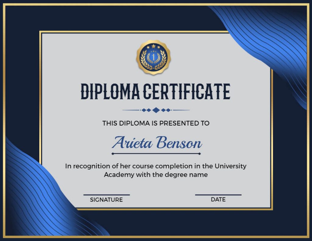 Blue Abstract Diploma Certificate