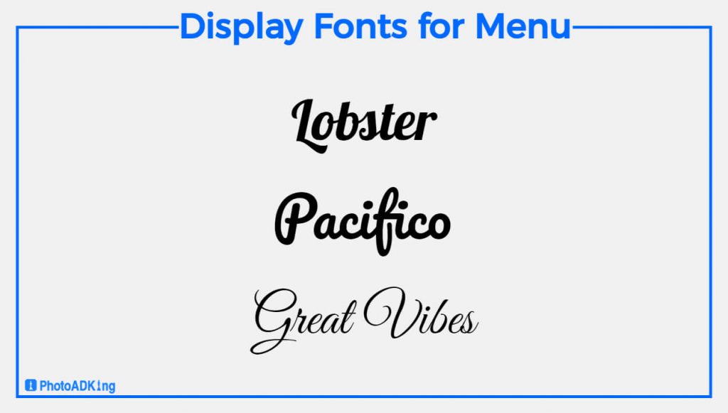 display font for menu