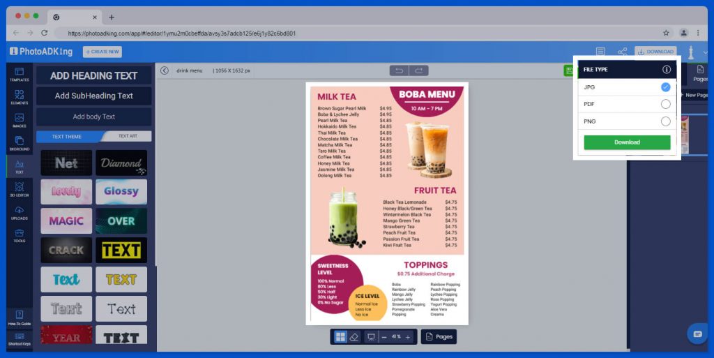 download menu template in png pdf and jpg format