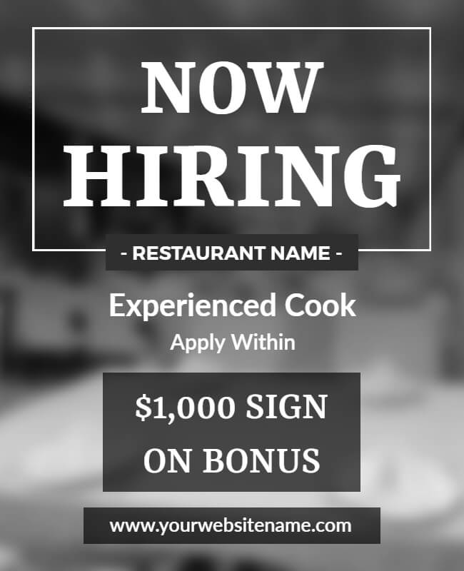 use blurry background and big font design for job flyer
