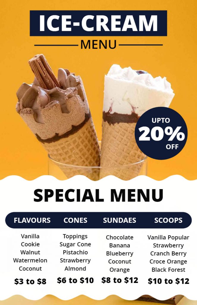 use season theme in ice-cream menu template