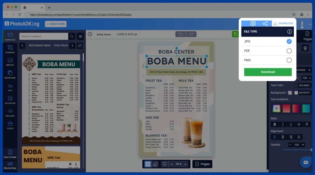 Boba Menu Templates - PhotoADKing