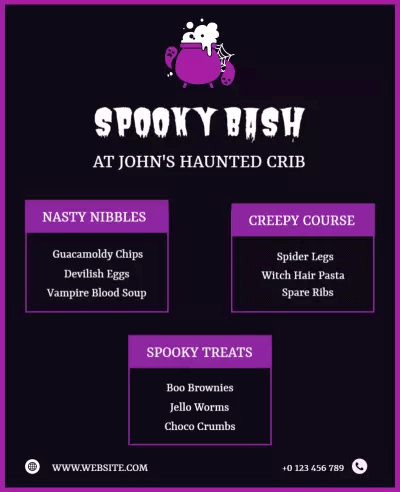Spooky Ghost Halloween Menu templates