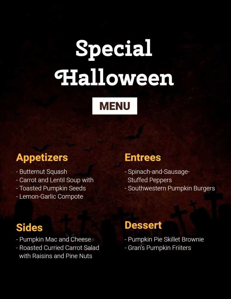 Dark-Colored Halloween Menu templates