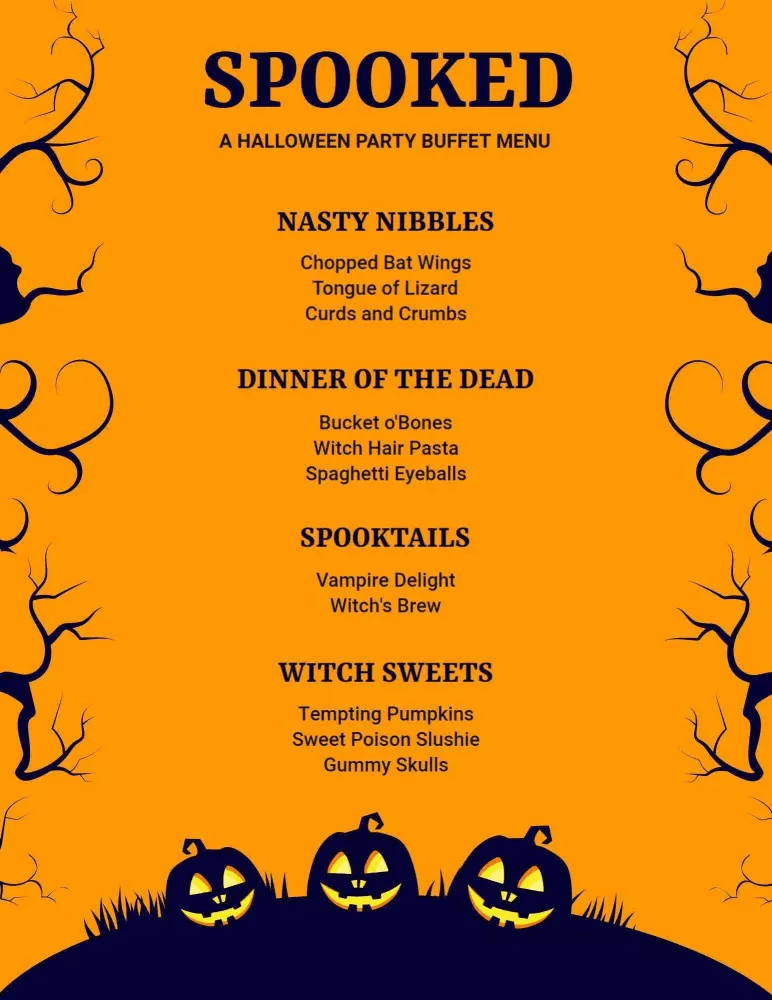 Halloween Spooky Party Menu templates