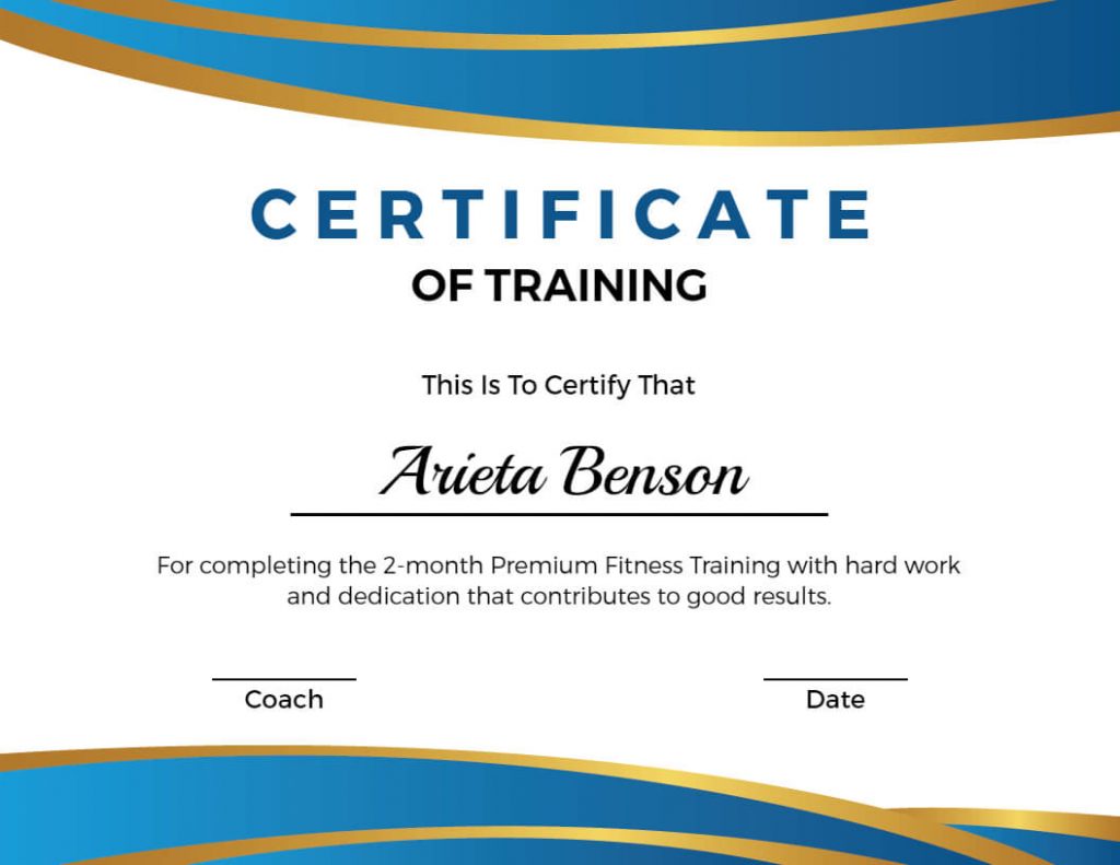 fitness training certificate