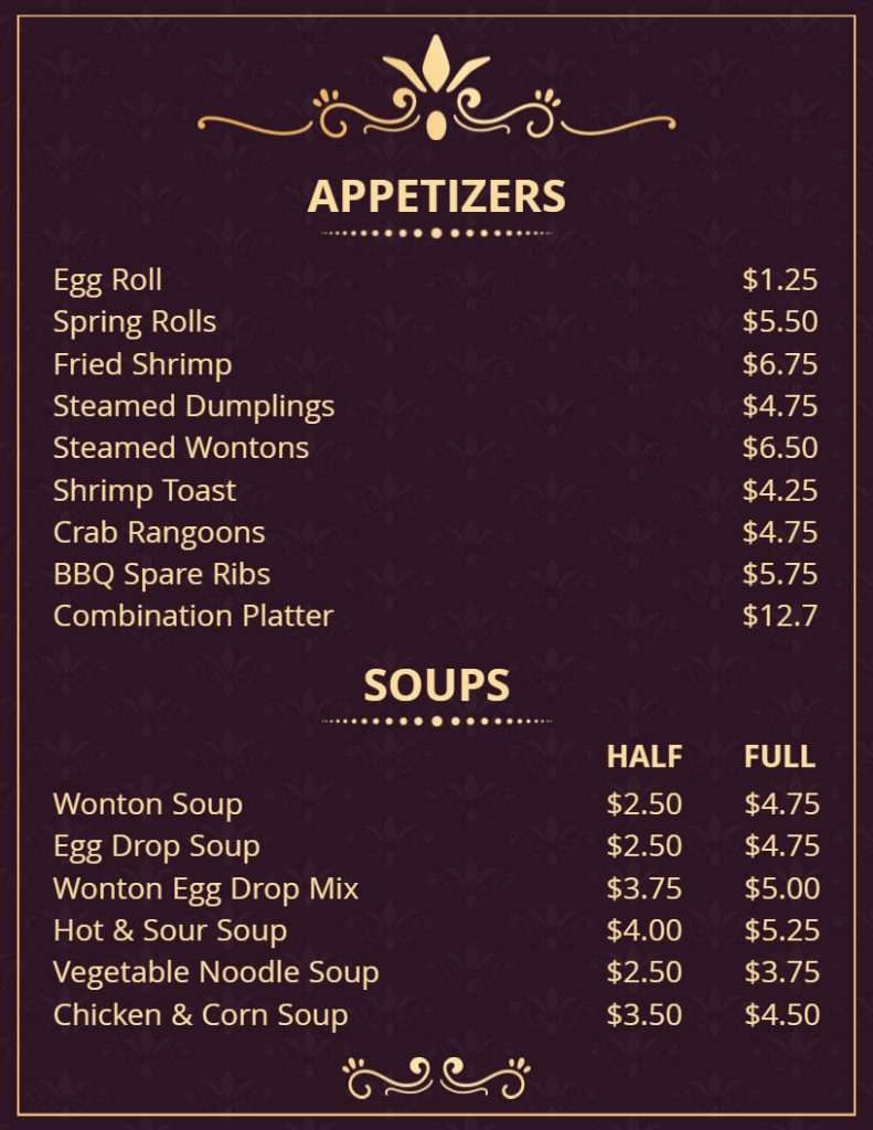 readable font for restaurant menu 