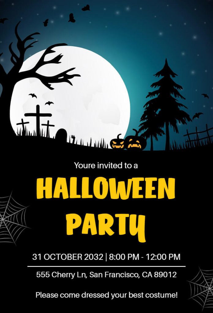 Bold Fonts Halloween Party Invitation