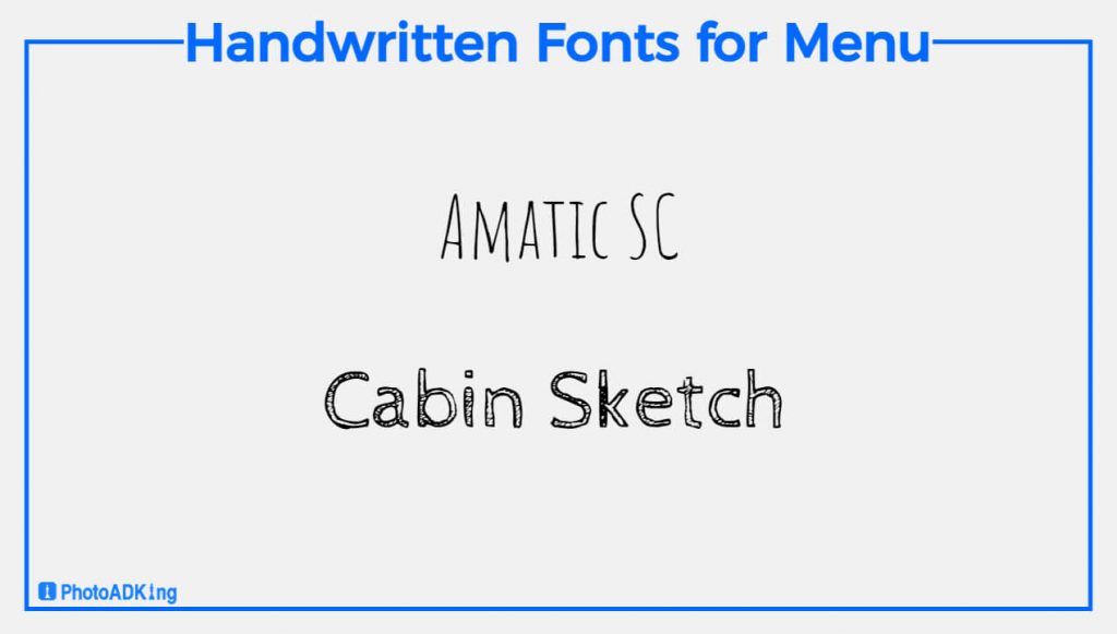 handwritten font for menu