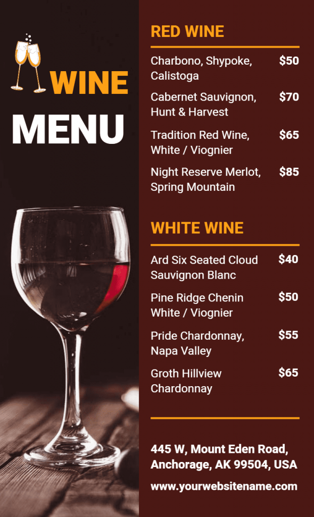 burst color wine menu template