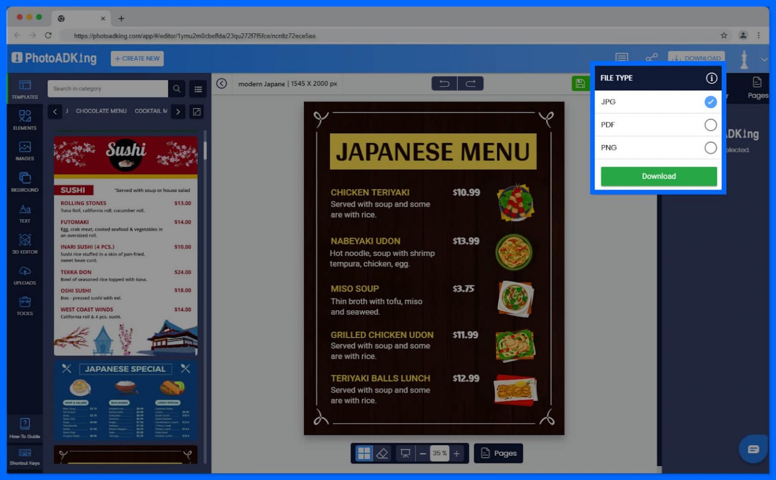 How to Design a Japanese Menu Using Templates?
